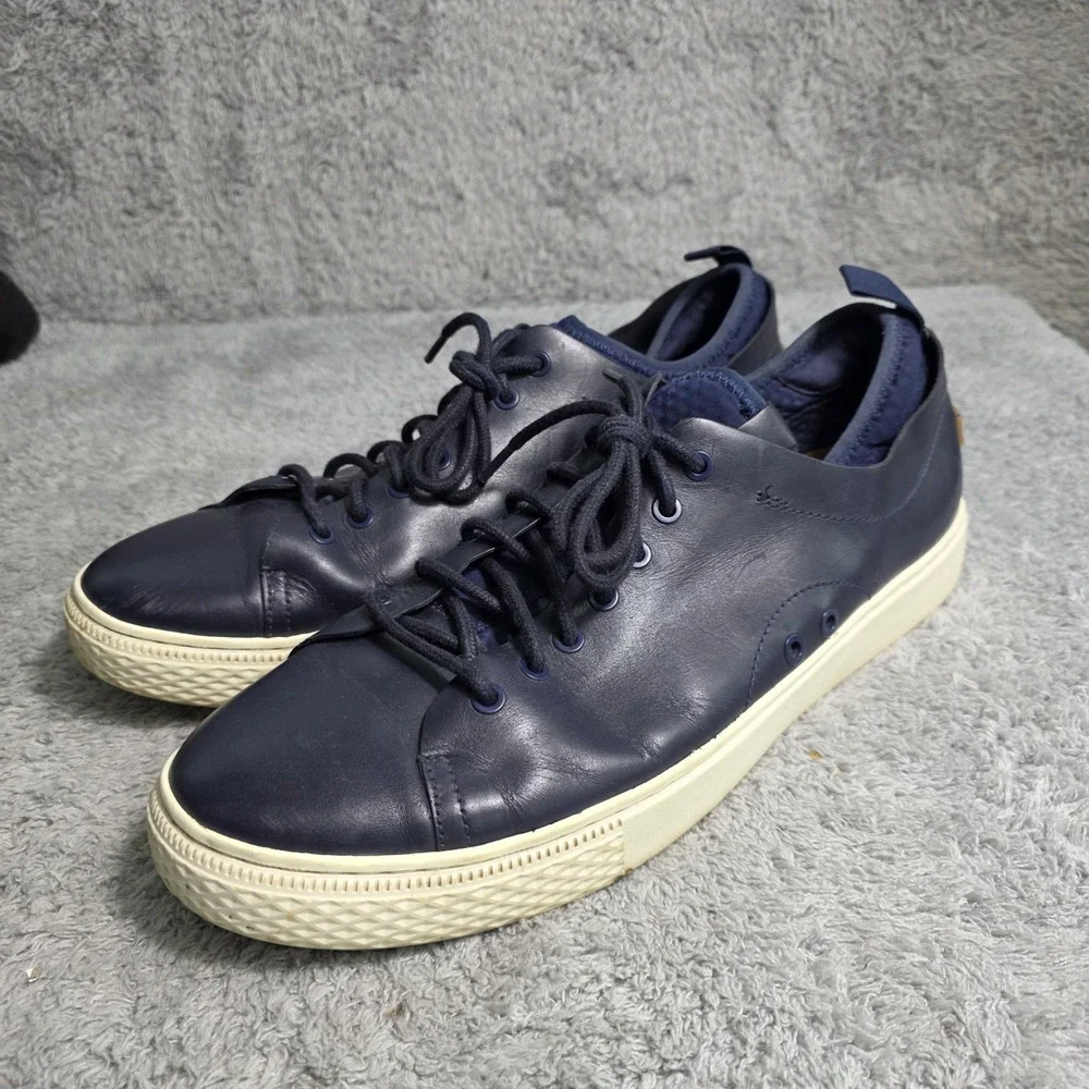 Polo Ralph Lauren Dunovin‎ Sneaker Navy Blue Leather Low Top Mens 14 D Excellent